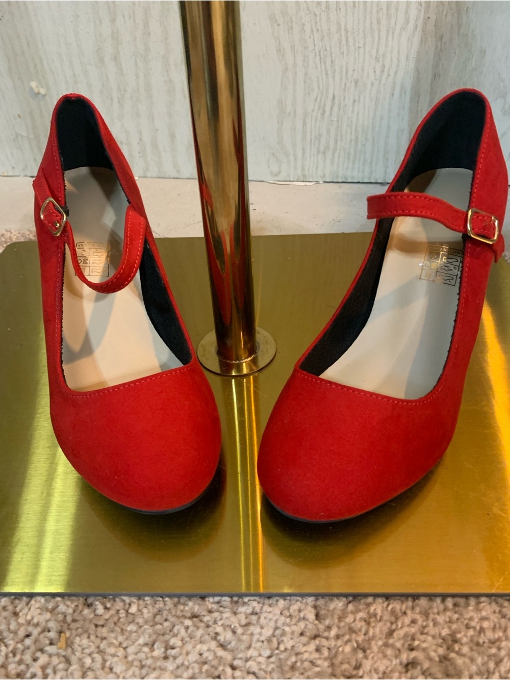 Red Mary Jane Block Heel Pumps - Women Shoes